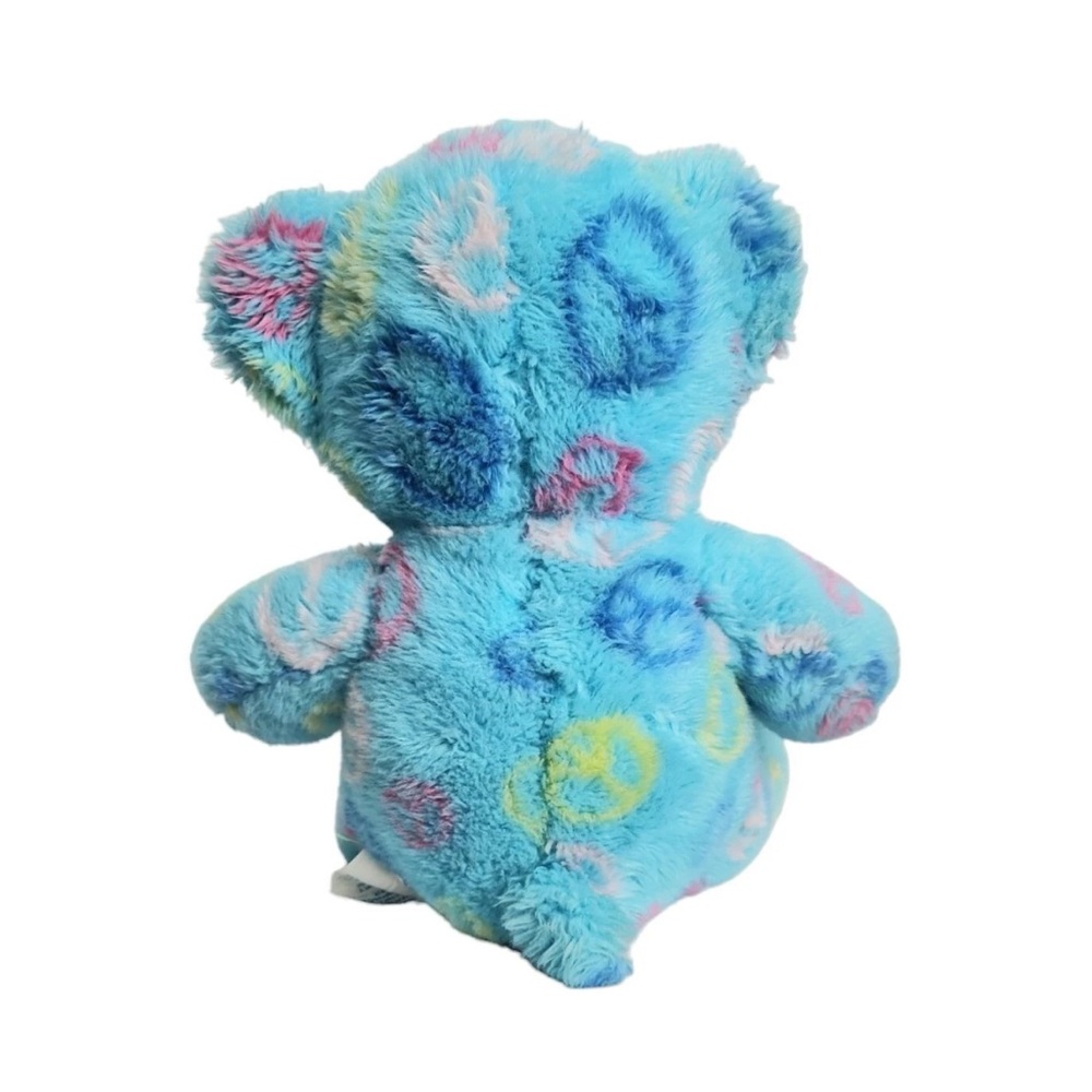 Build A Bear Workshop Peace Sign Teddy Bear Plush Stuffed Animal Blue Pink Paws - Picture 2 of 10
